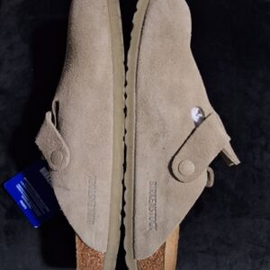 Birkenstock Men’s Taupe Suede Boston Clogs